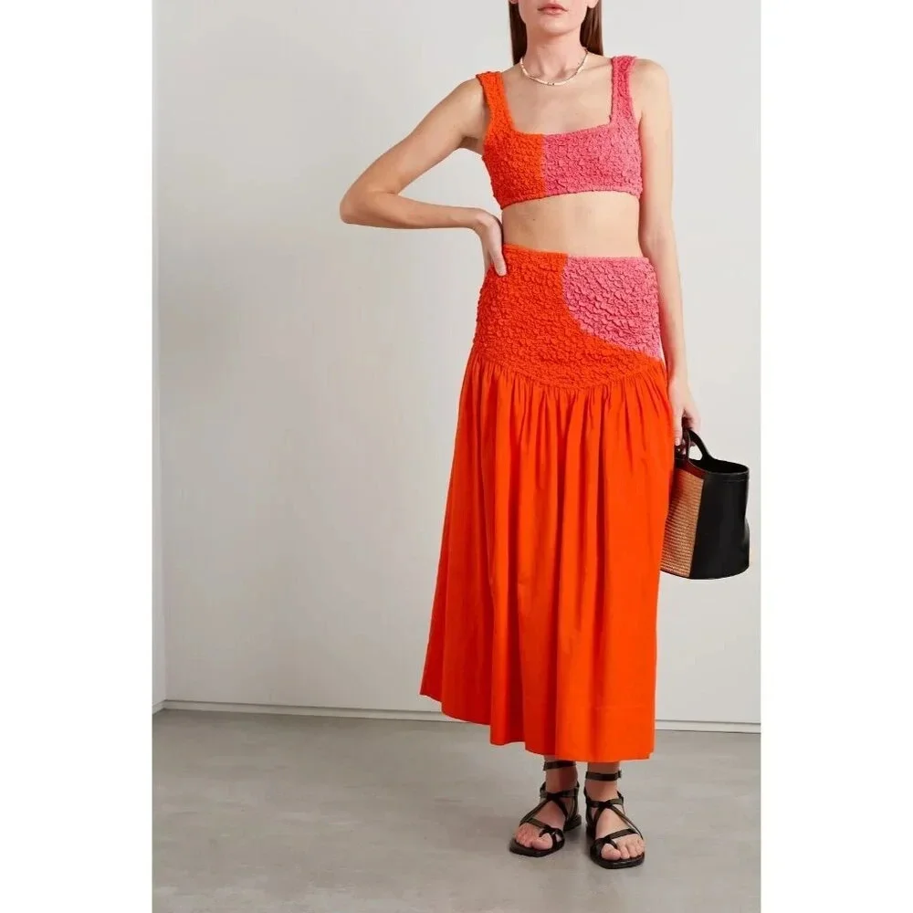 Mara Hoffman Shelly Poppy Orange Pink Popcorn Top XS - Picture 2 of 8